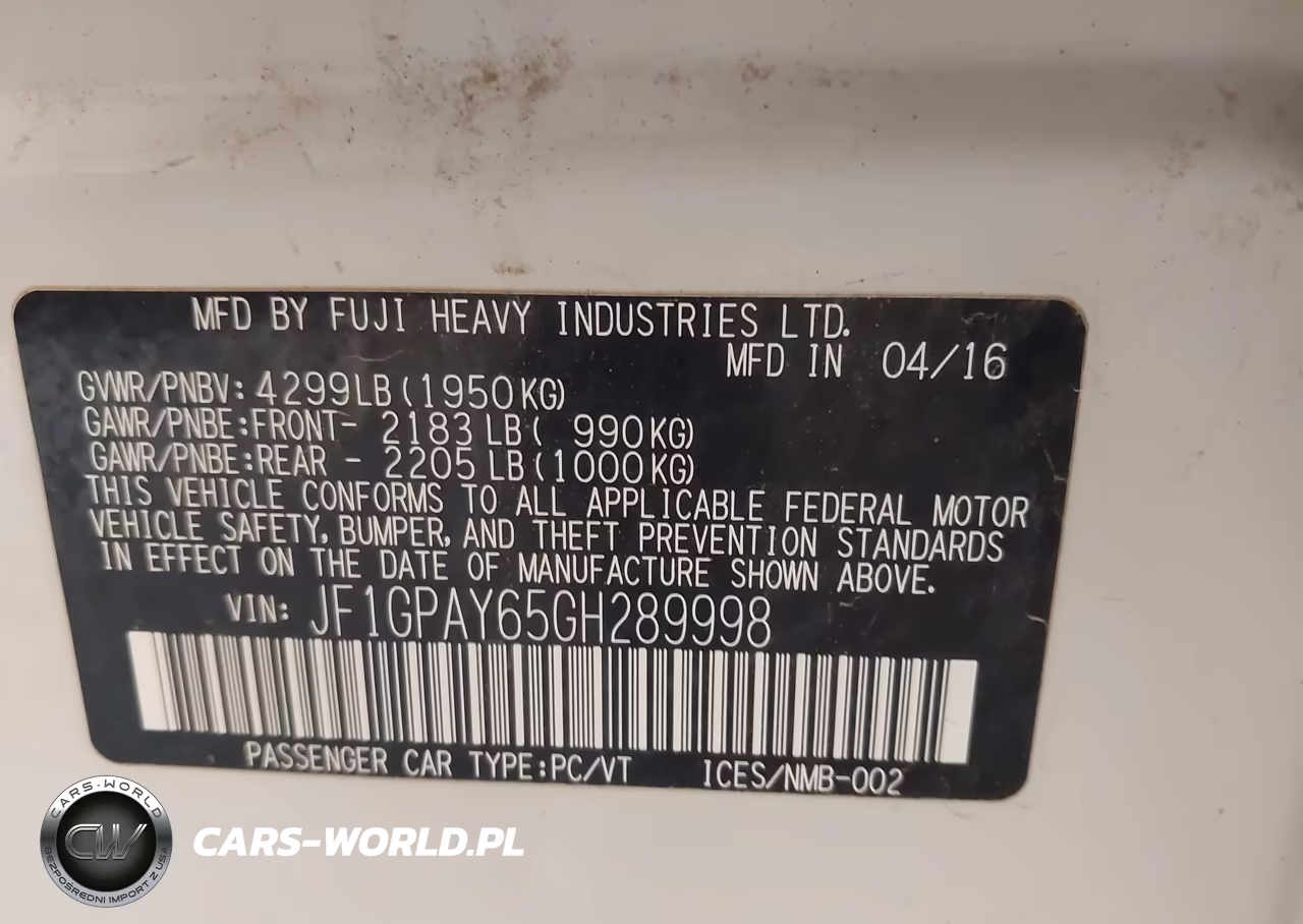 2016 Subaru Impreza 2.0I Sport Limited VIN:JF1GPAY65GH289998 - 9