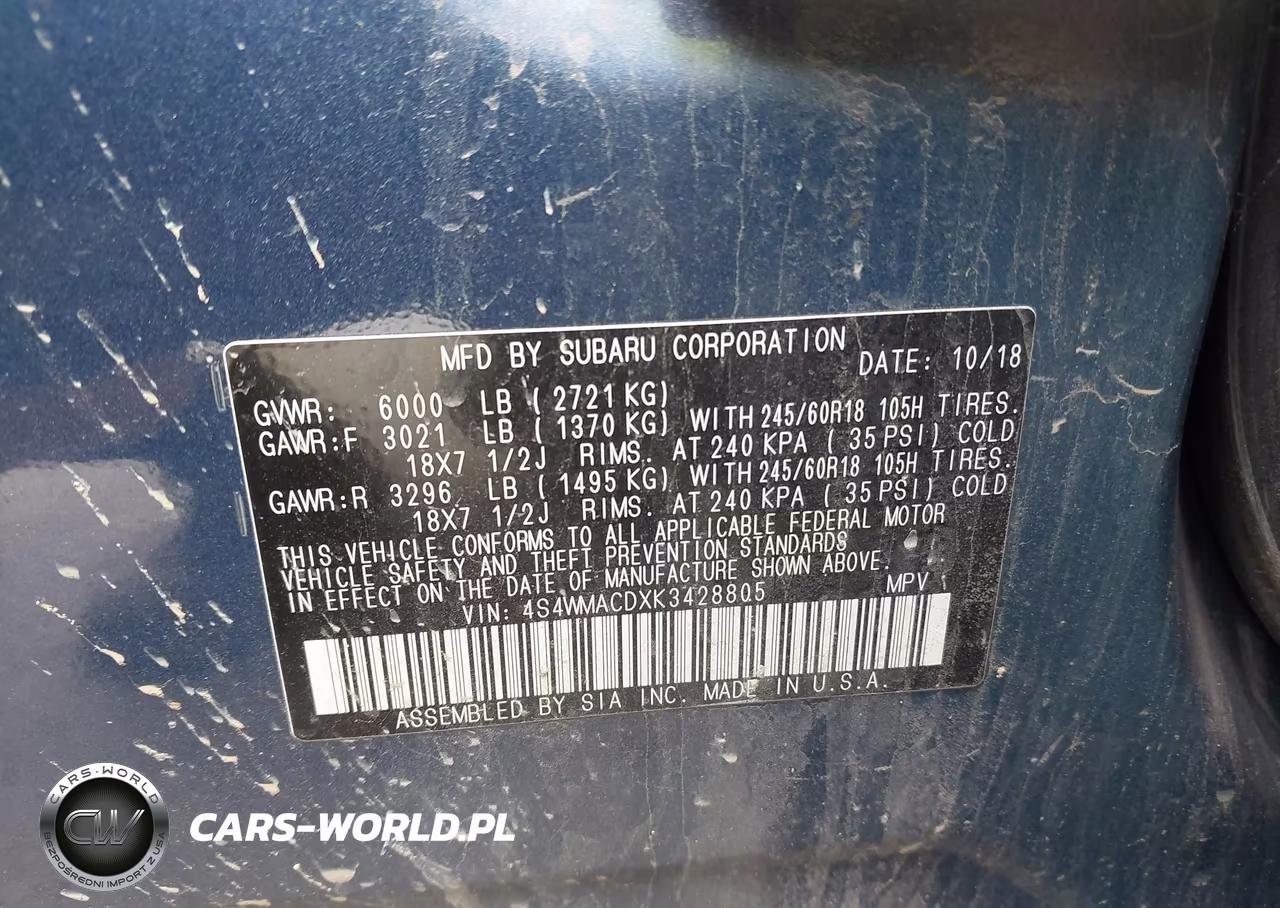 2019 Subaru Ascent Premium VIN:4S4WMACDXK3428805 - 9
