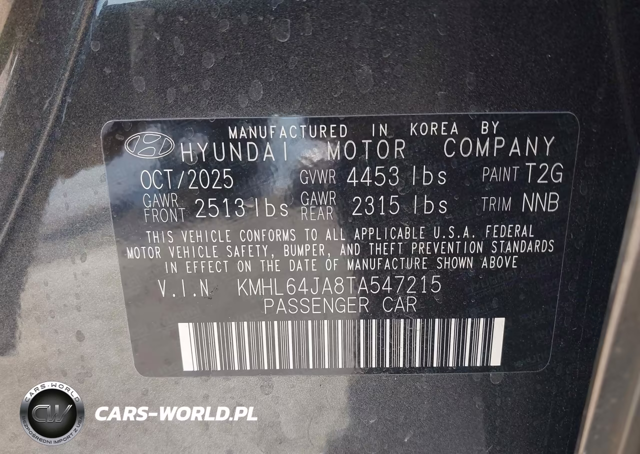 2026 Hyundai Sonata Sel Sport VIN:KMHL64JA8TA547215 - 9
