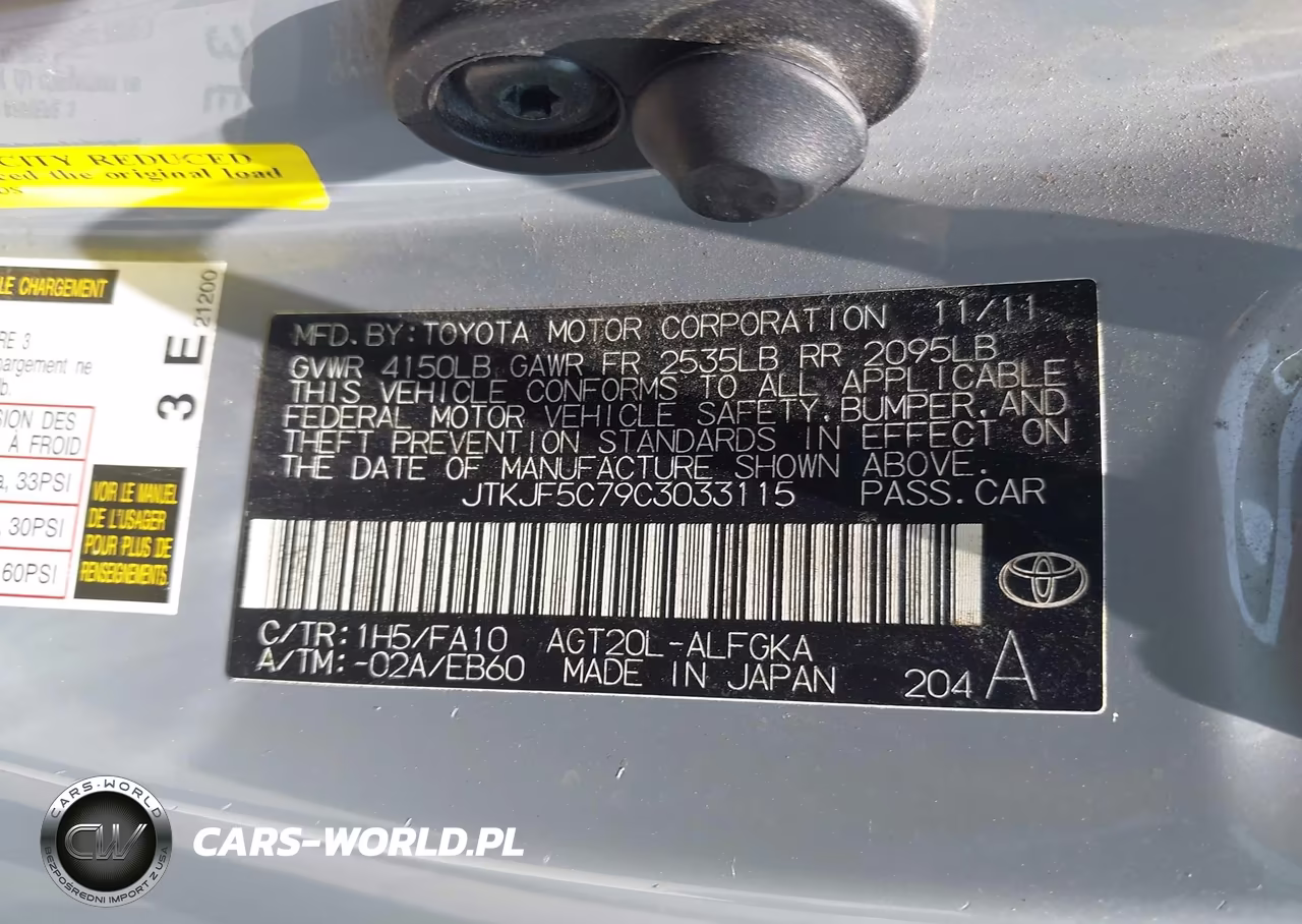2012 Scion Tc VIN:JTKJF5C79C3033115 - 9