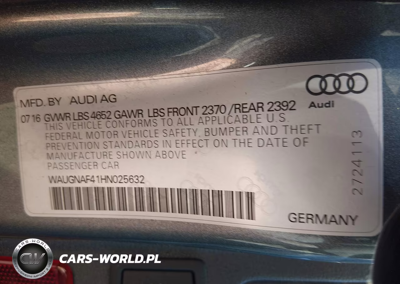 2017 Audi A4 Premium VIN:WAUGNAF41HN025632 - 9
