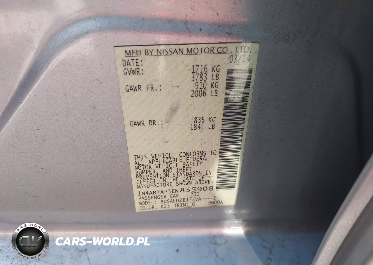 2014 Nissan Sentra Sv VIN:1N4AB7AP3EN855908 - 9
