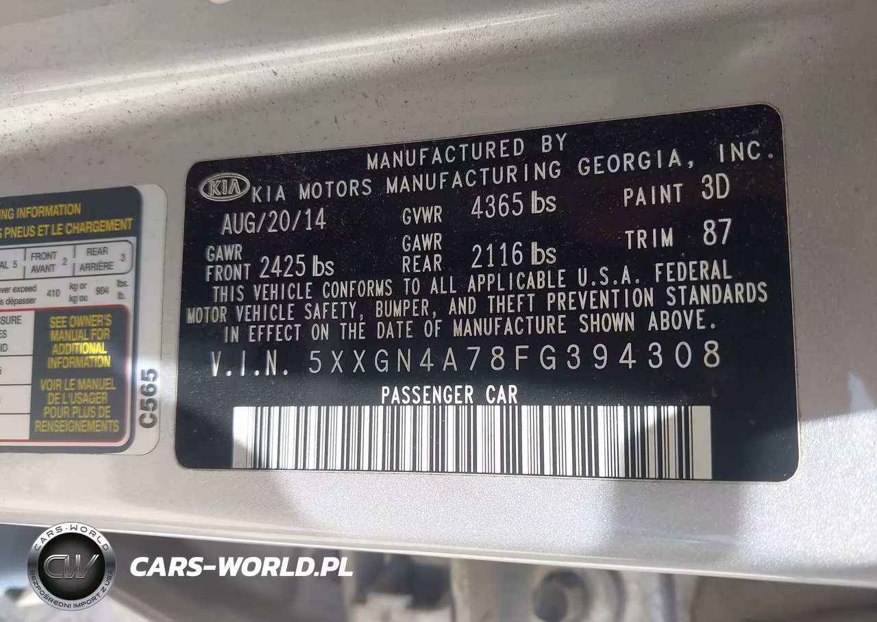 2015 Kia Optima Ex VIN:5XXGN4A78FG394308 - 9