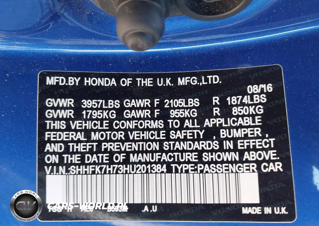 2017 Honda Civic Ex-L VIN:SHHFK7H73HU201384 - 9