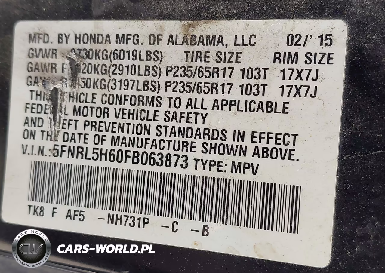 2015 Honda Odyssey Ex-L VIN:5FNRL5H60FB063873 - 9