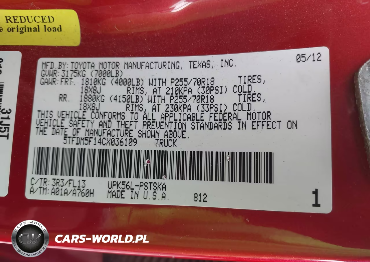 2012 Toyota Tundra Grade 4.6L V8 VIN:5TFDM5F14CX036109 - 9