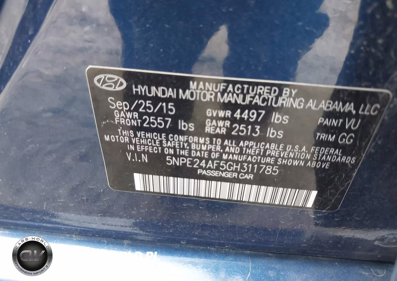 2016 Hyundai Sonata Se VIN:5NPE24AF5GH311785 - 9