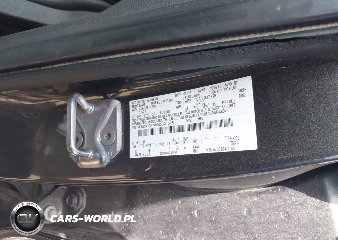 2016 Ford Escape S VIN:1FMCU0F78GUC21575 - 9