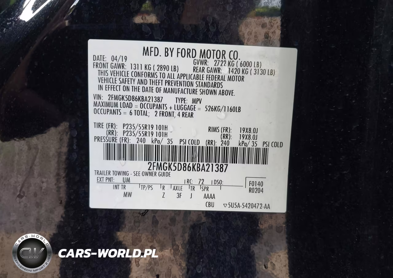 2019 Ford Flex Limited VIN:2FMGK5D86KBA21387 - 9