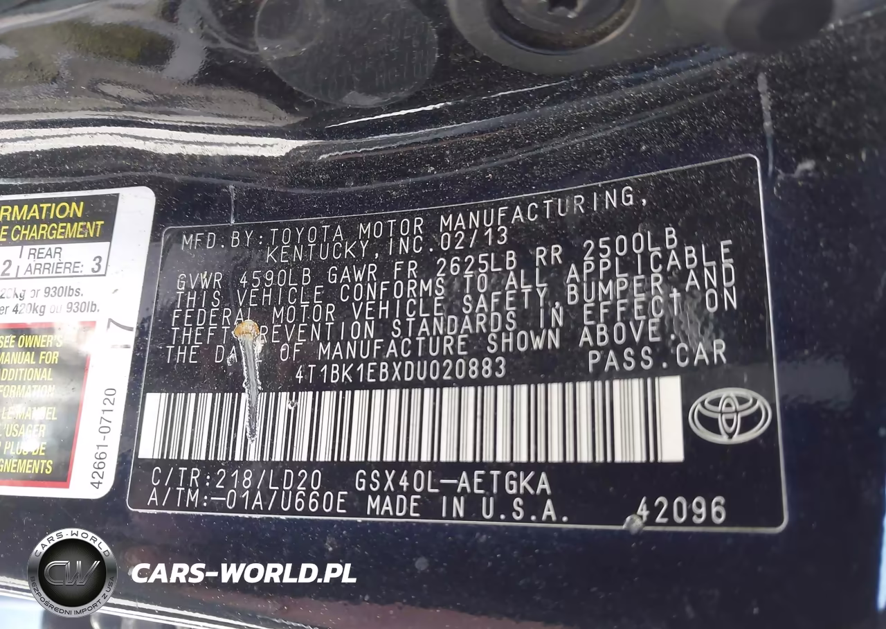 2013 Toyota Avalon Xle VIN:4T1BK1EBXDU020883 - 9