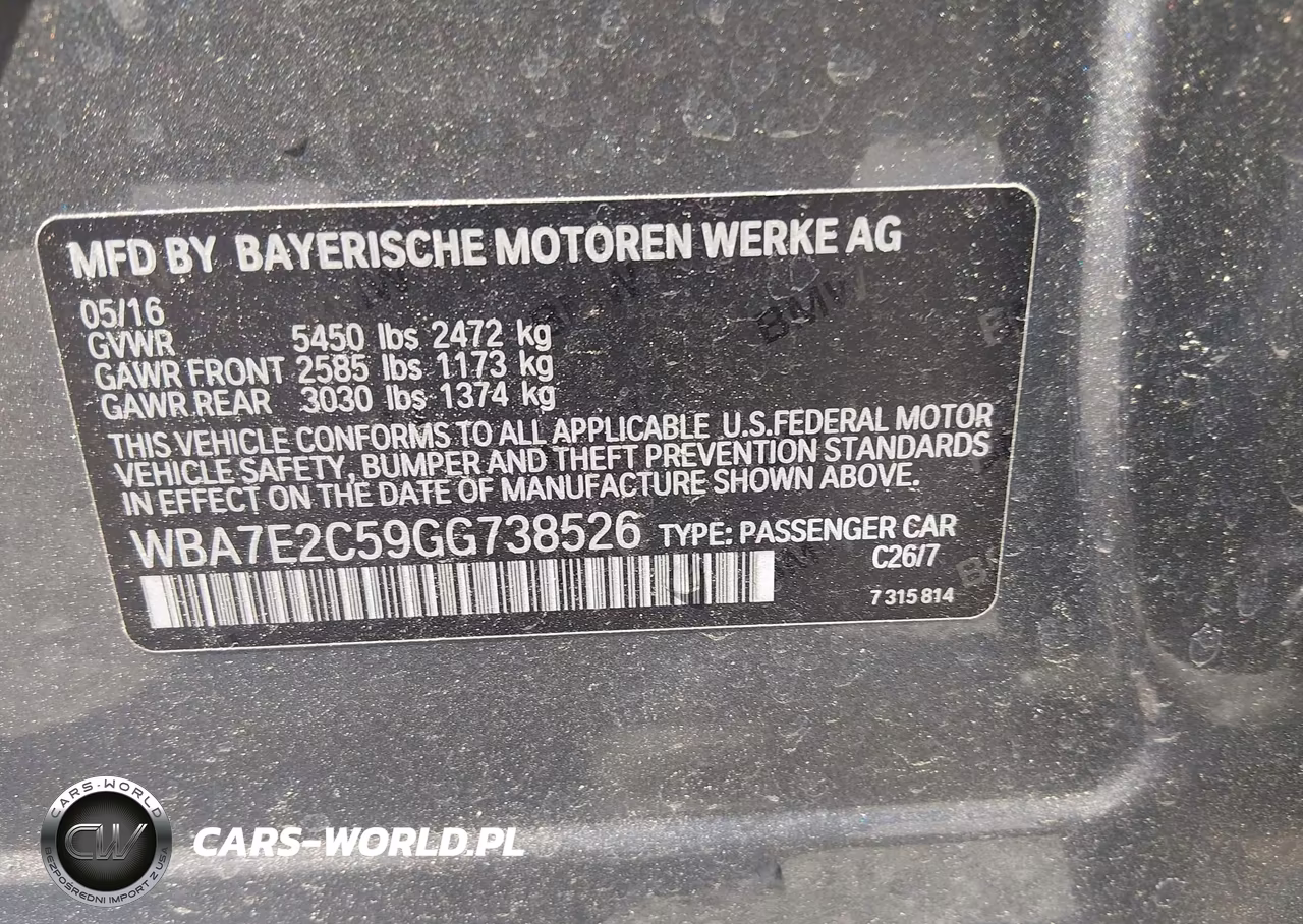 2016 BMW 740I VIN:WBA7E2C59GG738526 - 9