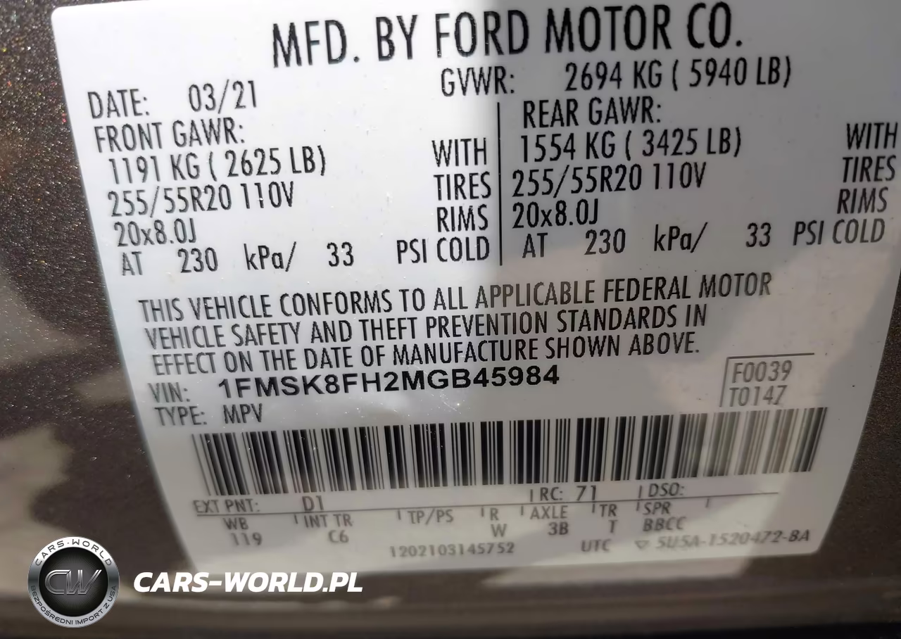 2021 Ford Explorer Limited VIN:1FMSK8FH2MGB45984 - 9