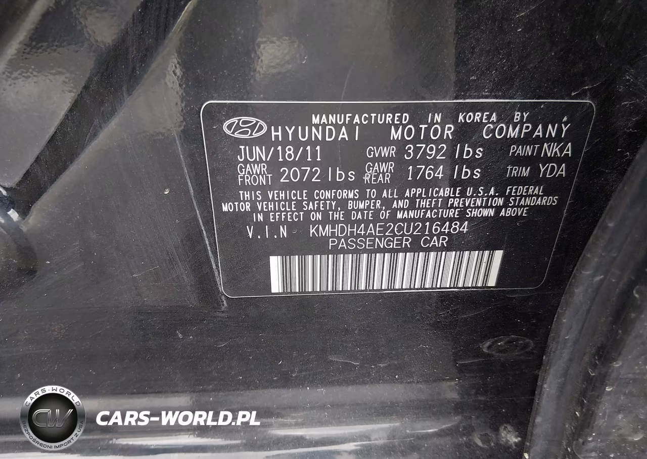 2012 Hyundai Elantra Gls (Ulsan Plant) VIN:KMHDH4AE2CU216484 - 9