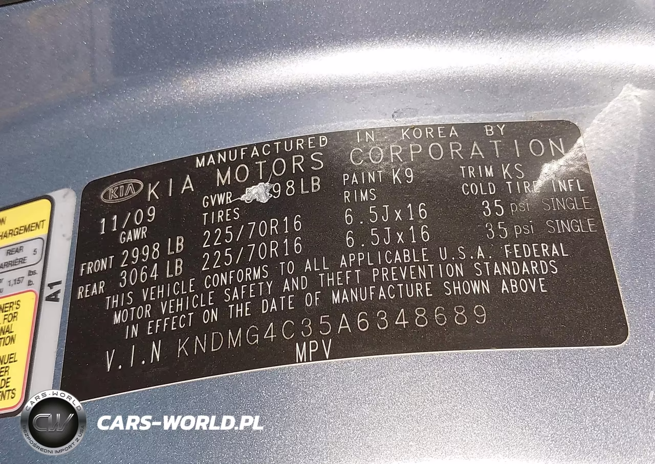 2010 Kia Sedona Lx VIN:KNDMG4C35A6348689 - 9