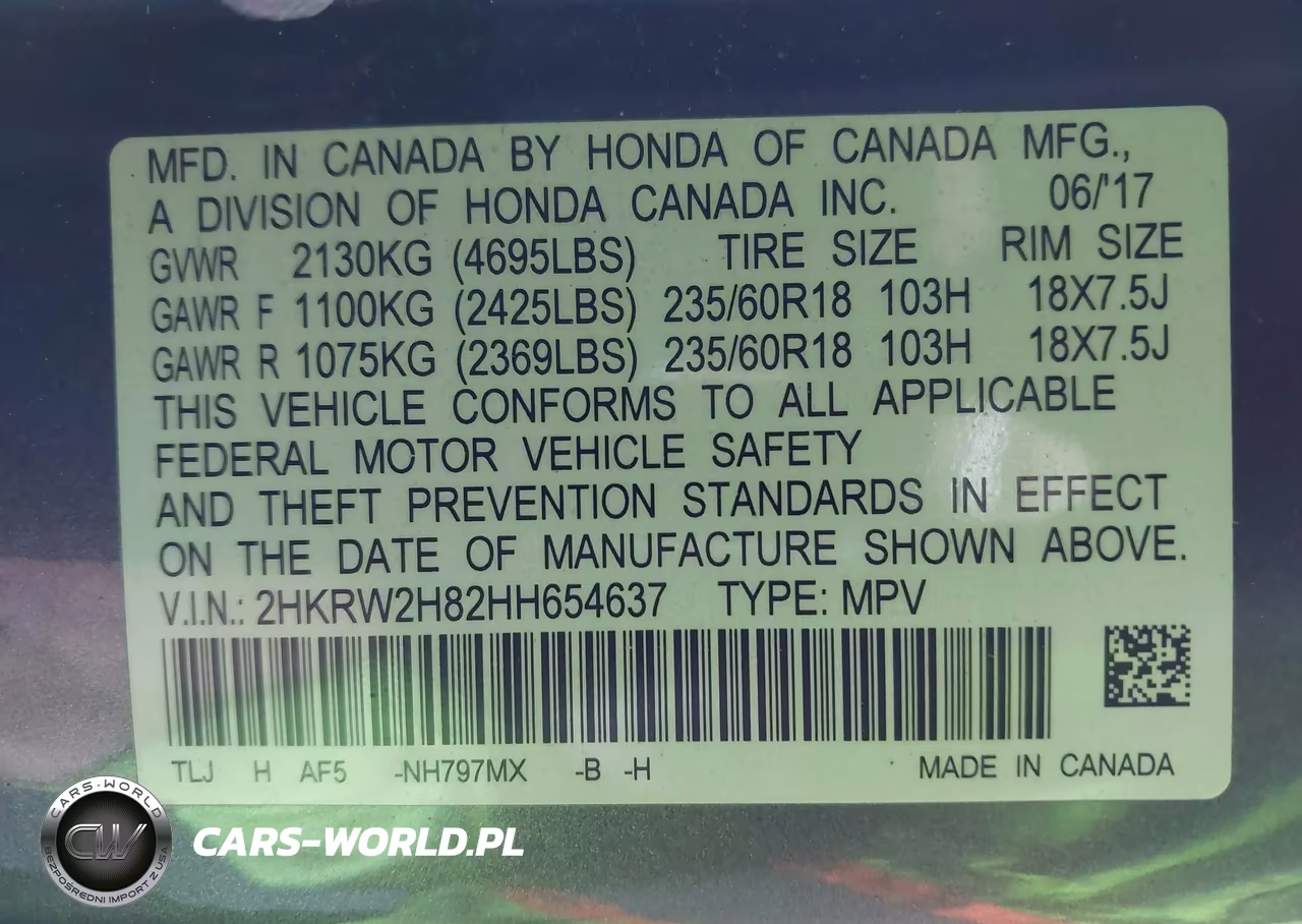 2017 Honda Cr-V Ex-L-Ex-L Navi VIN:2HKRW2H82HH654637 - 9