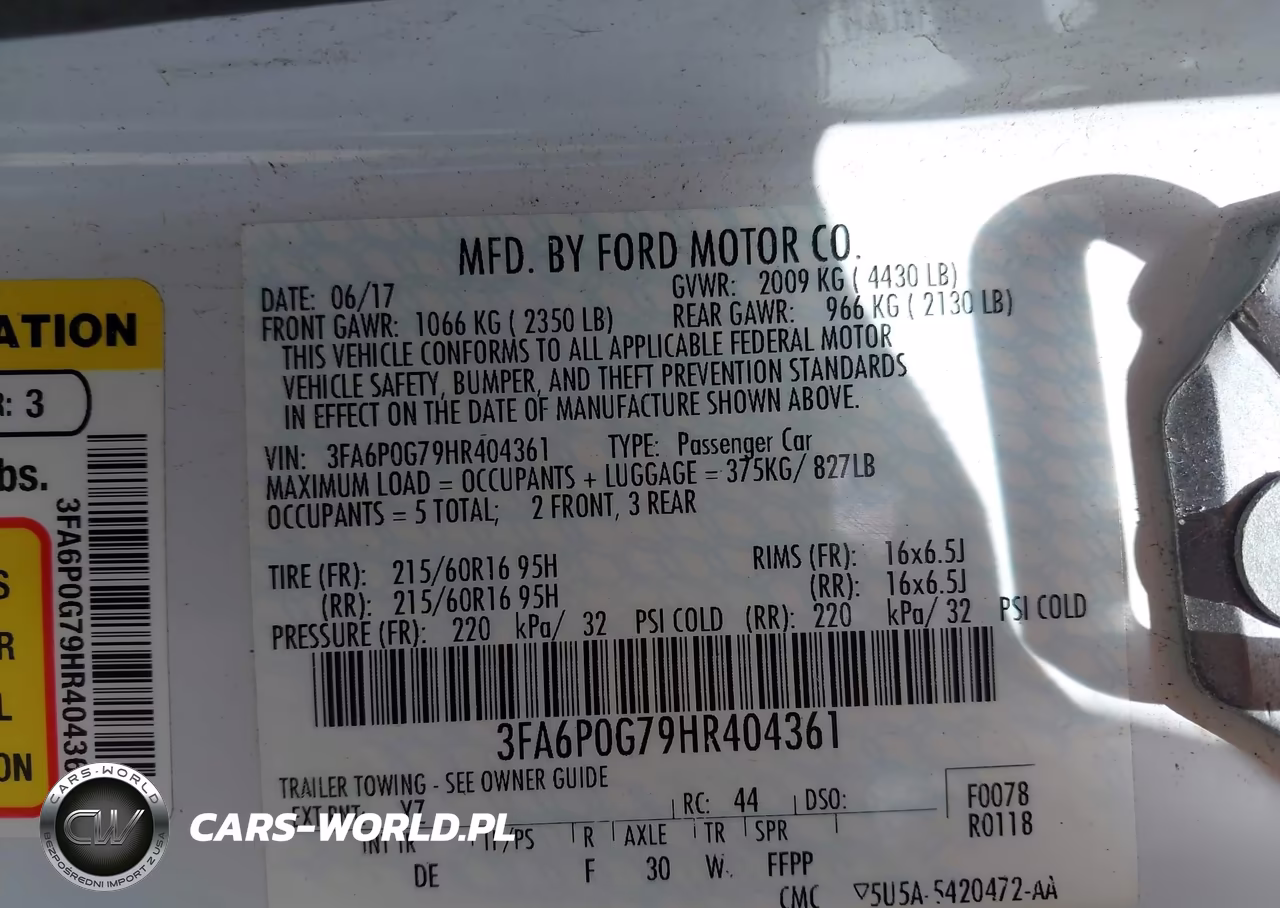 2017 Ford Fusion S VIN:3FA6P0G79HR404361 - 9