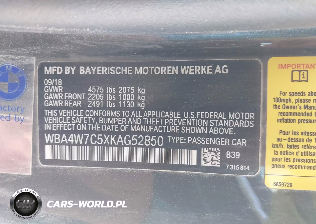 2019 BMW 440I VIN:WBA4W7C5XKAG52850 - 9