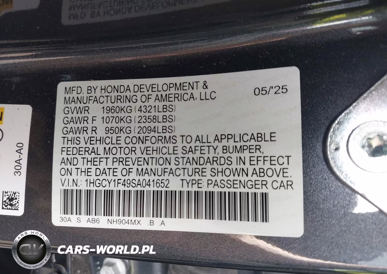 2025 Honda Accord Se VIN:1HGCY1F49SA041652 - 9