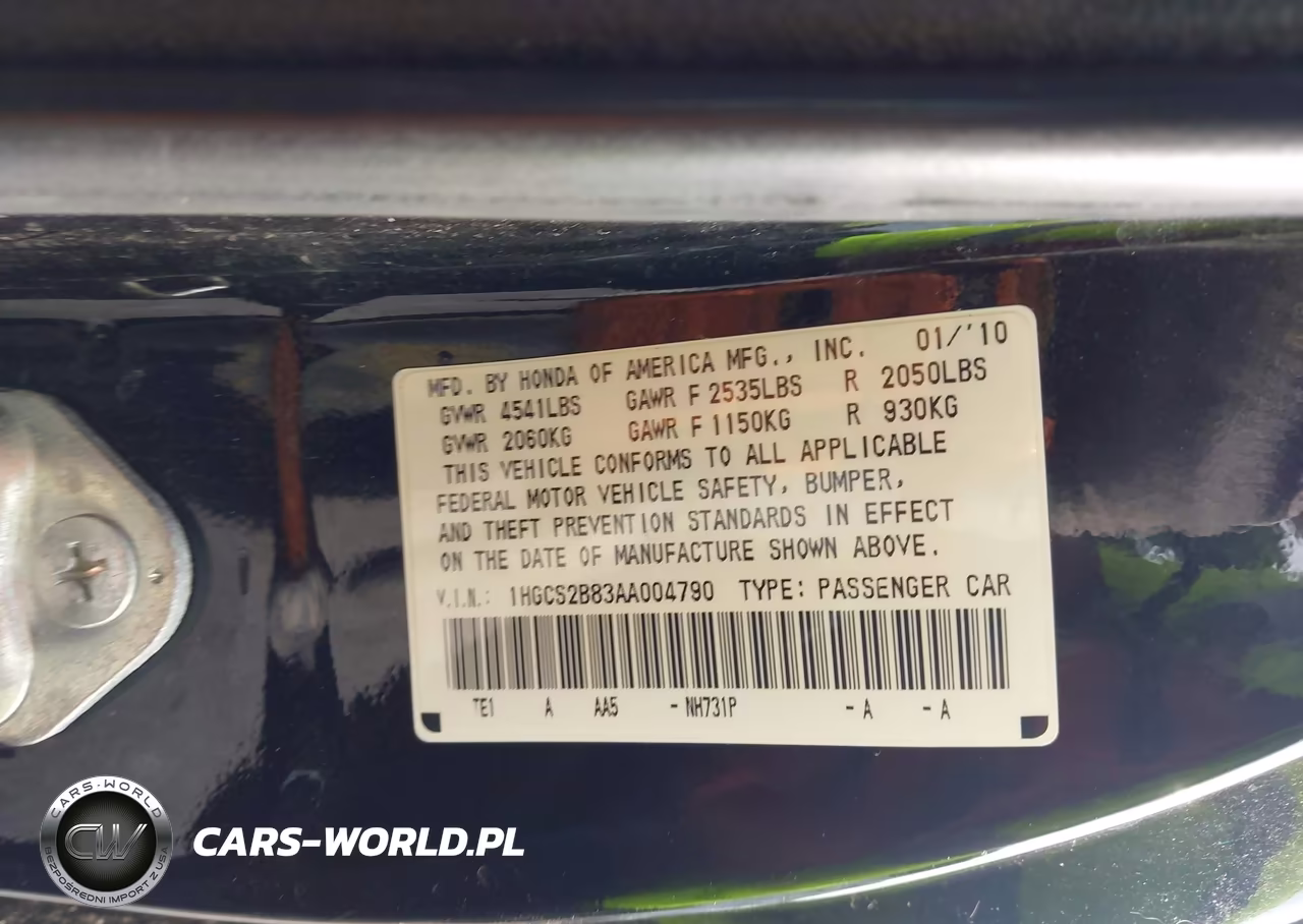 2010 Honda Accord 3.5 Ex-L VIN:1HGCS2B83AA004790 - 9
