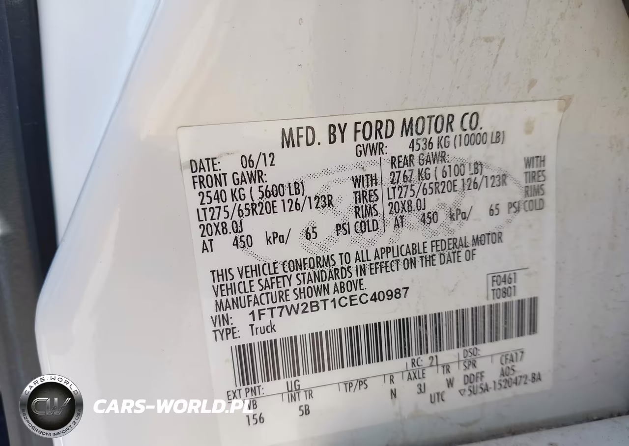 2012 Ford Super Duty F-250 Srw Lariat VIN:1FT7W2BT1CEC40987 - 9