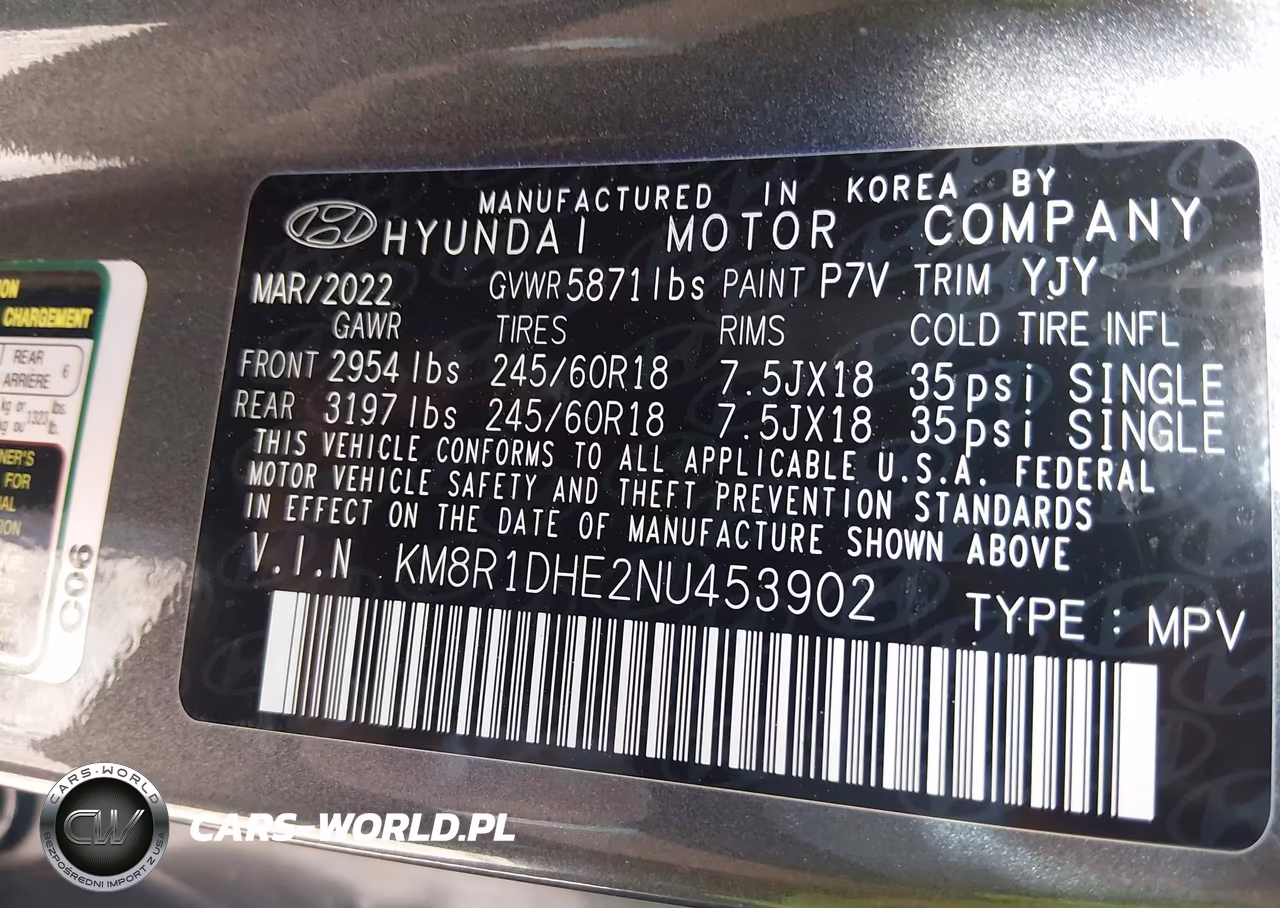 2022 Hyundai Palisade Se VIN:KM8R1DHE2NU453902 - 9