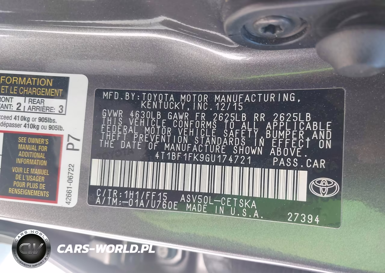 2016 Toyota Camry Se VIN:4T1BF1FK9GU174721 - 9