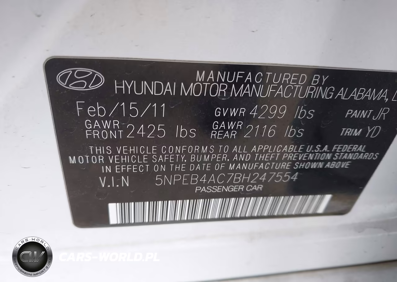 2011 Hyundai Sonata Gls VIN:5NPEB4AC7BH247554 - 9