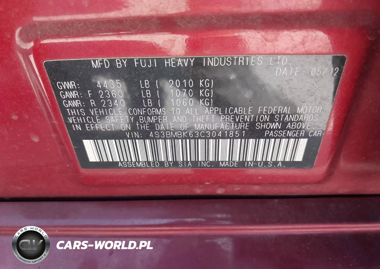 2012 Subaru Legacy 2.5I Limited VIN:4S3BMBK63C3041851 - 9