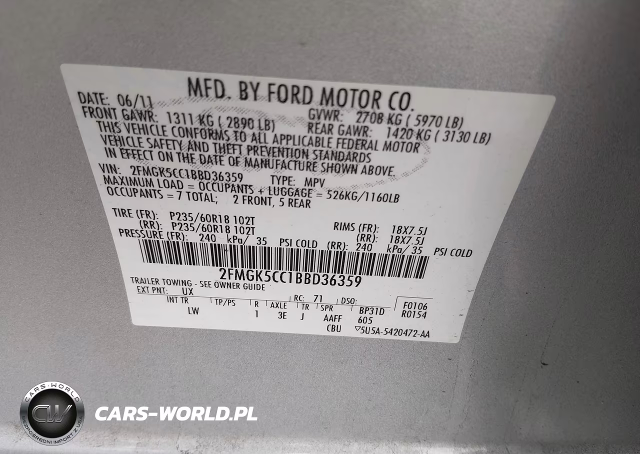 2011 Ford Flex Sel VIN:2FMGK5CC1BBD36359 - 9
