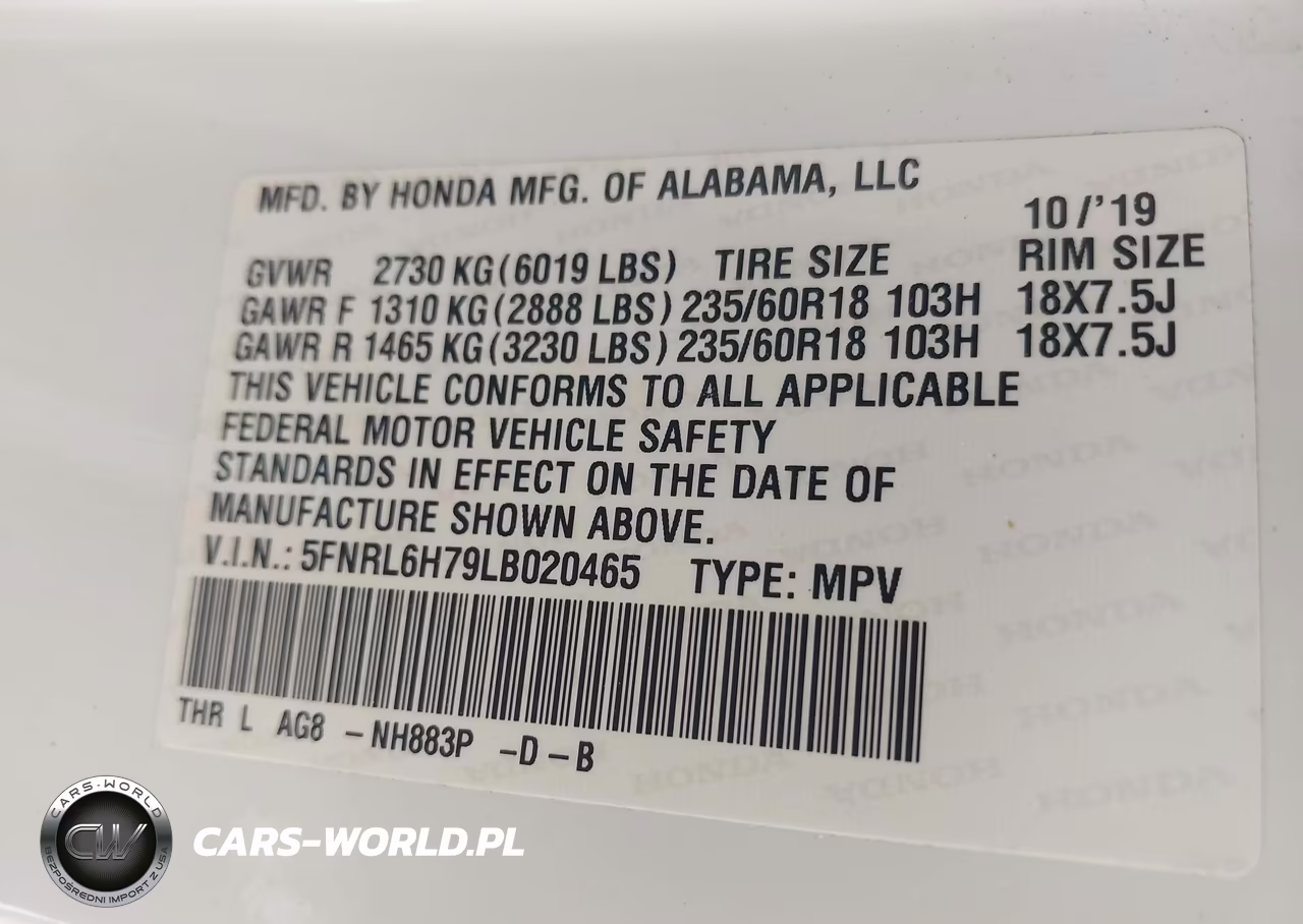 2020 Honda Odyssey Ex-L-Ex-L W-Navi Res VIN:5FNRL6H79LB020465 - 9