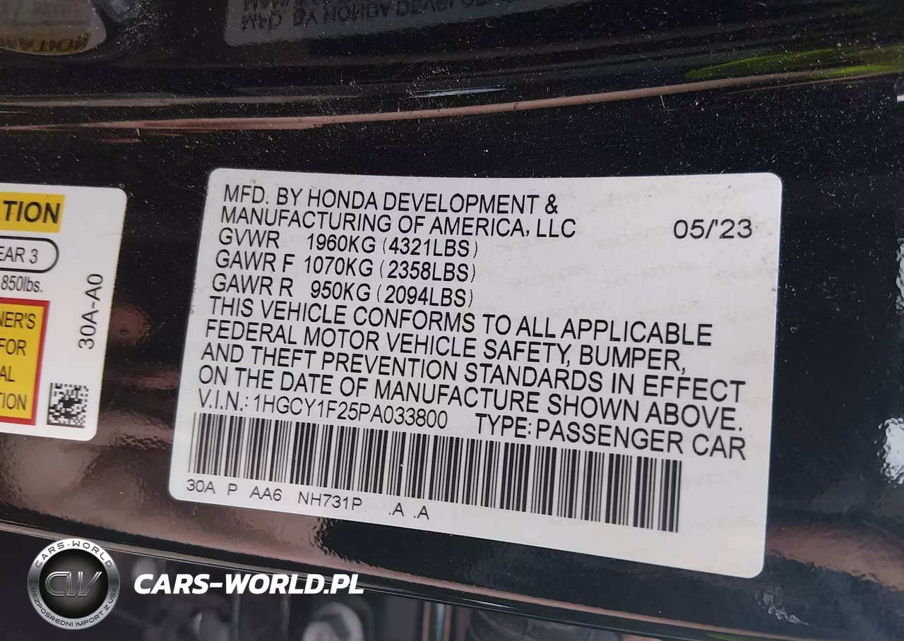 2023 Honda Accord Lx VIN:1HGCY1F25PA033800 - 9