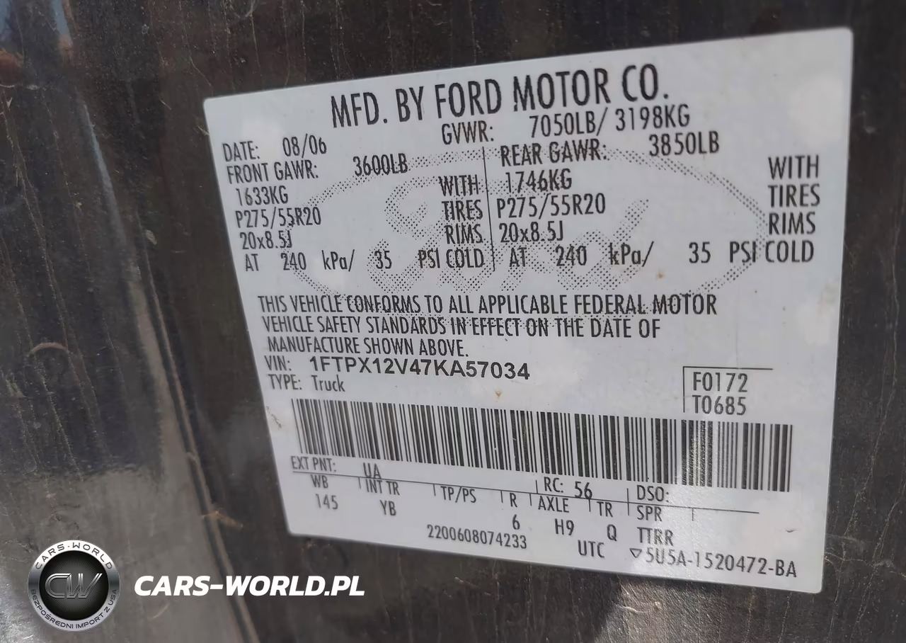 2007 Ford F-150 Lariat-Stx-Xl-Xlt VIN:1FTPX12V47KA57034 - 9
