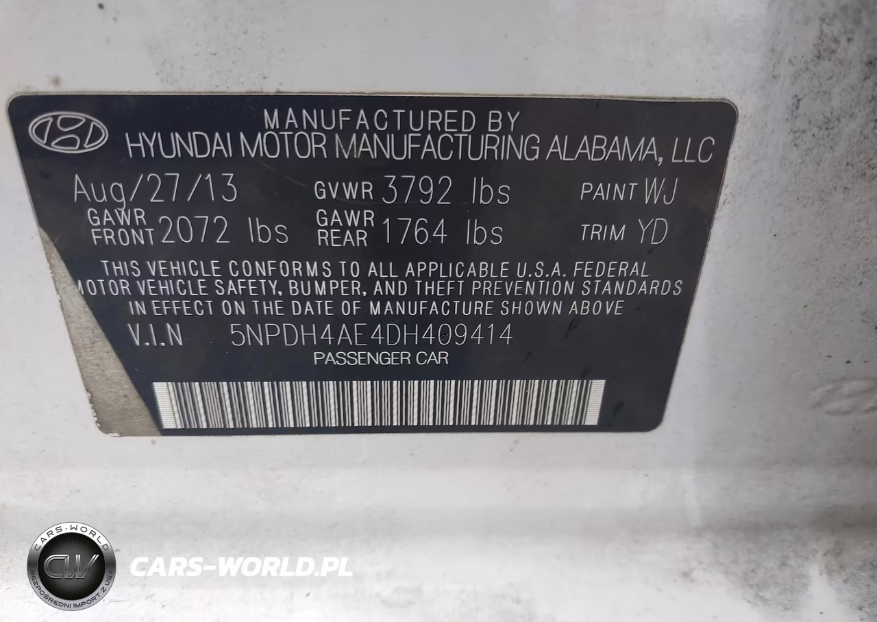 2013 Hyundai Elantra Gls VIN:5NPDH4AE4DH409414 - 9