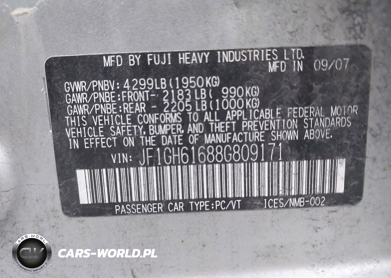 2008 Subaru Impreza Wagon (Natl) I VIN:JF1GH61688G809171 - 9