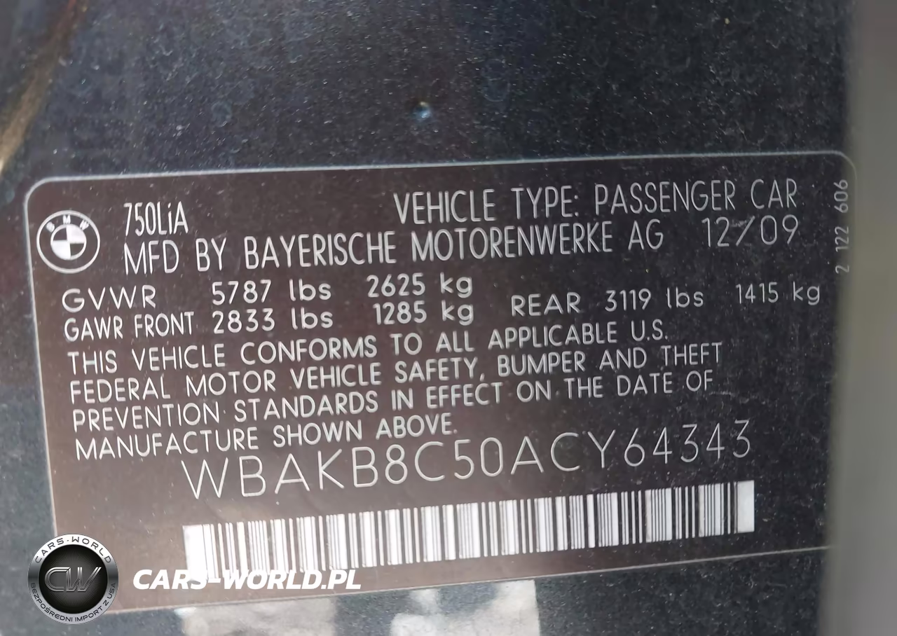 2010 BMW 750 Li VIN:WBAKB8C50ACY64343 - 9