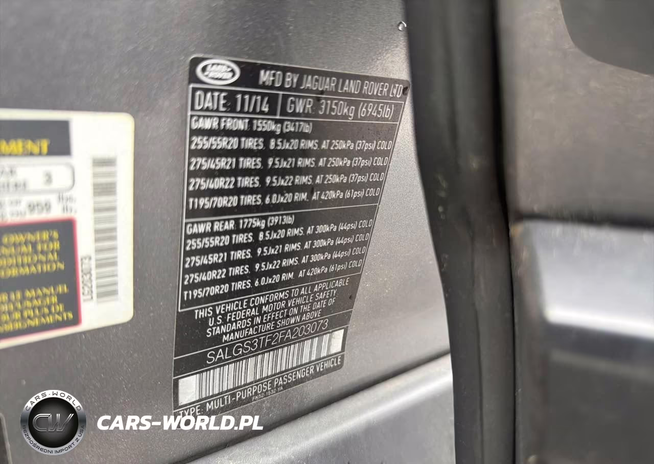 2015 Land Rover Range Rover 5.0L V8 Supercharged VIN:SALGS3TF2FA203073 - 9
