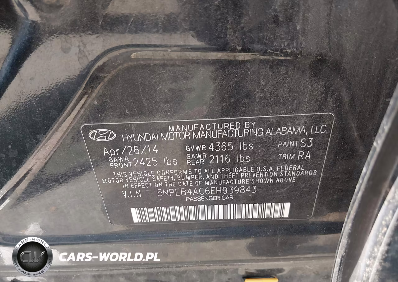 2014 Hyundai Sonata Gls VIN:5NPEB4AC6EH939843 - 9