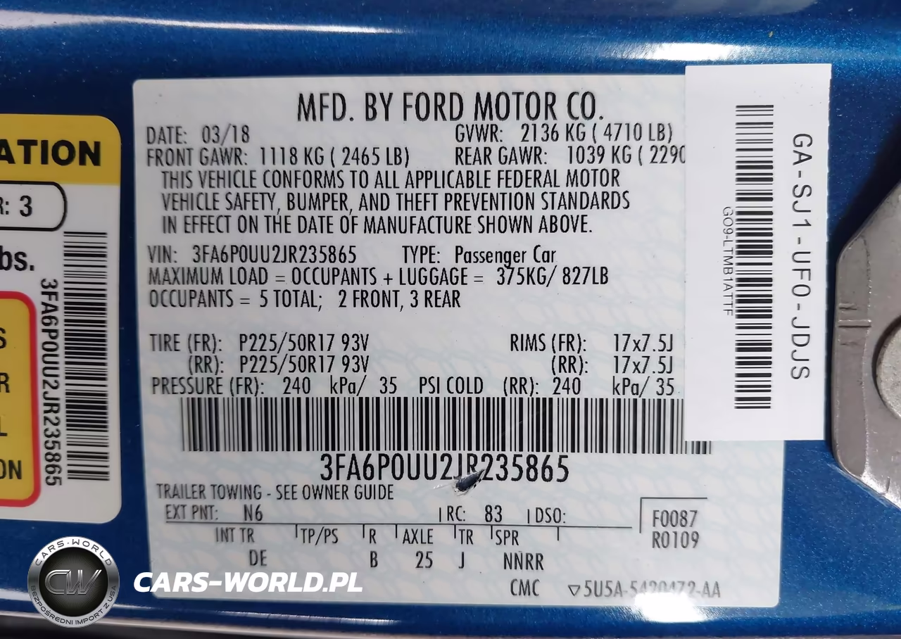 2018 Ford Fusion Hybrid S VIN:3FA6P0UU2JR235865 - 9