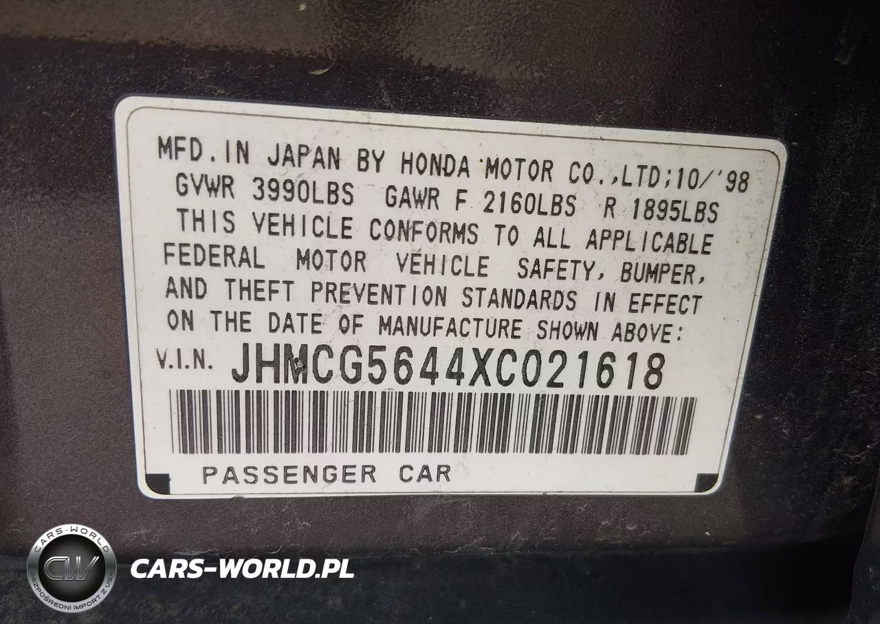 1999 Honda Accord Lx VIN:JHMCG5644XC021618 - 9