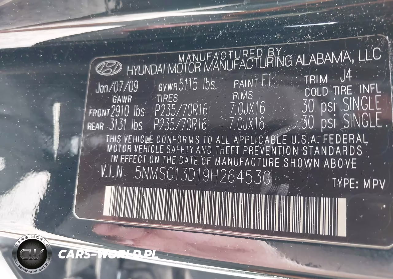 2009 Hyundai Santa Fe Gls VIN:5NMSG13D19H264530 - 9