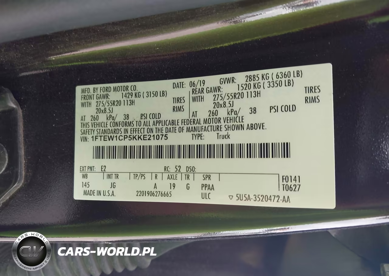 2019 Ford F-150 Xl VIN:1FTEW1CP5KKE21075 - 9