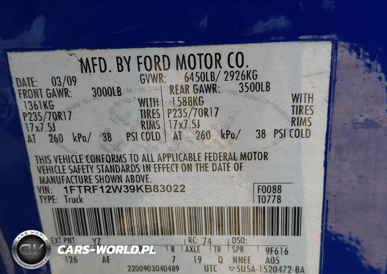 2009 Ford F-150 Stx-Xl-Xl W-Midbox Prep-Xlt-Xlt W-Midbox Prep VIN:1FTRF12W39KB83022 - 9