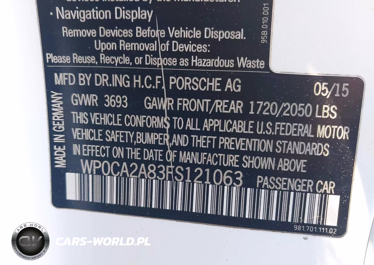 2015 Porsche Boxster VIN:WP0CA2A83FS121063 - 9
