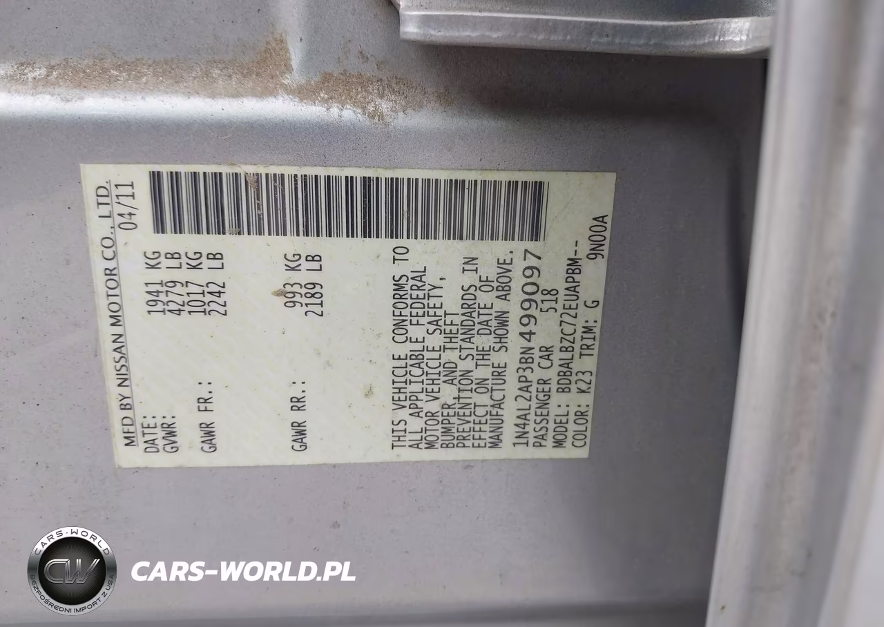 2011 Nissan Altima 2.5 S VIN:1N4AL2AP3BN499097 - 9