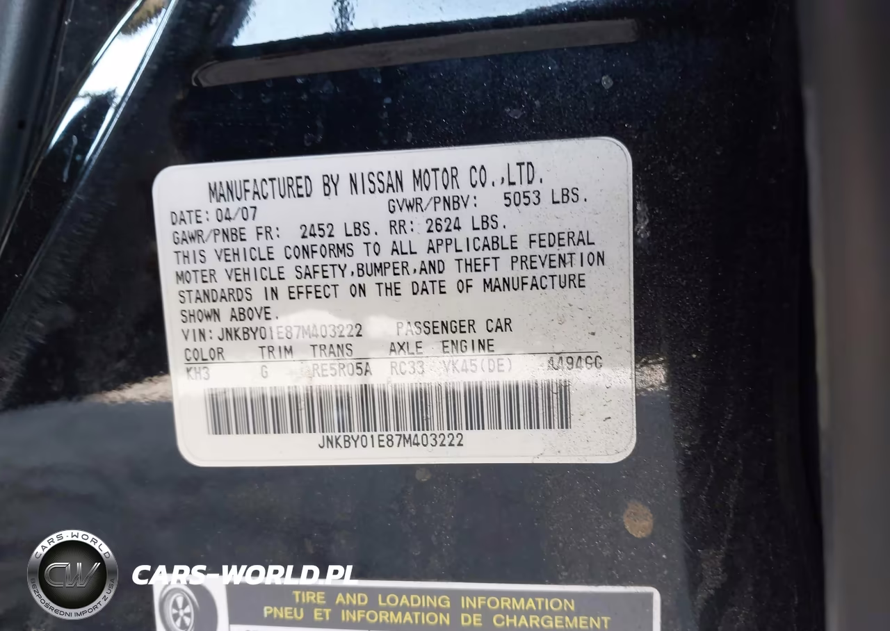 2007 Infiniti M45 Sport VIN:JNKBY01E87M403222 - 9