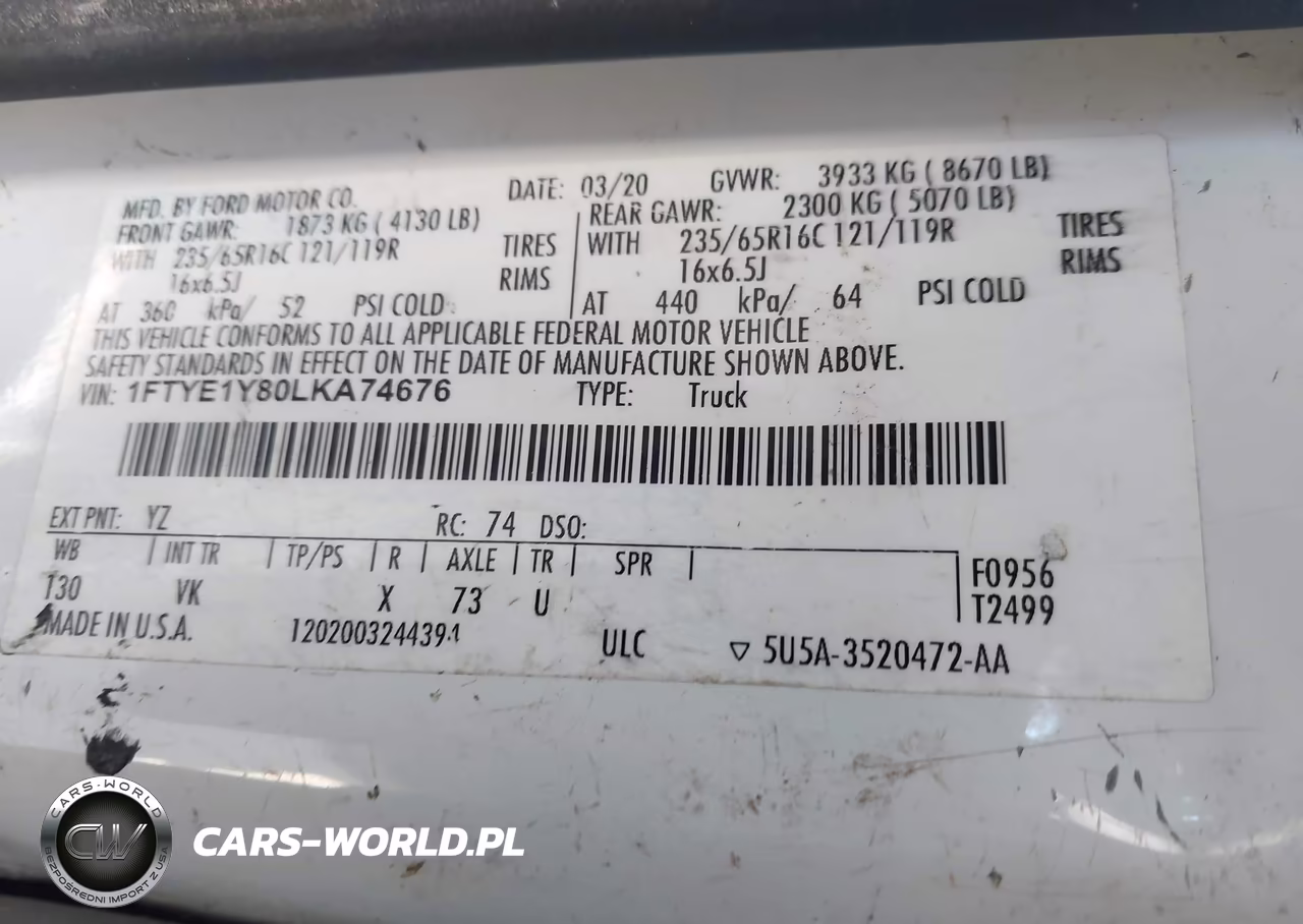 2020 Ford Transit-150 VIN:1FTYE1Y80LKA74676 - 9