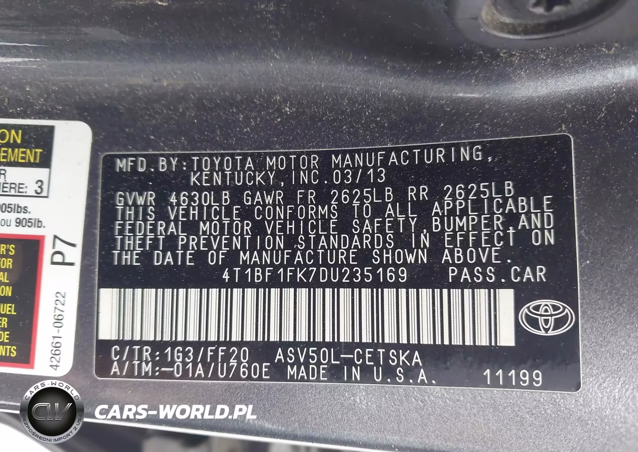 2013 Toyota Camry Se VIN:4T1BF1FK7DU235169 - 9