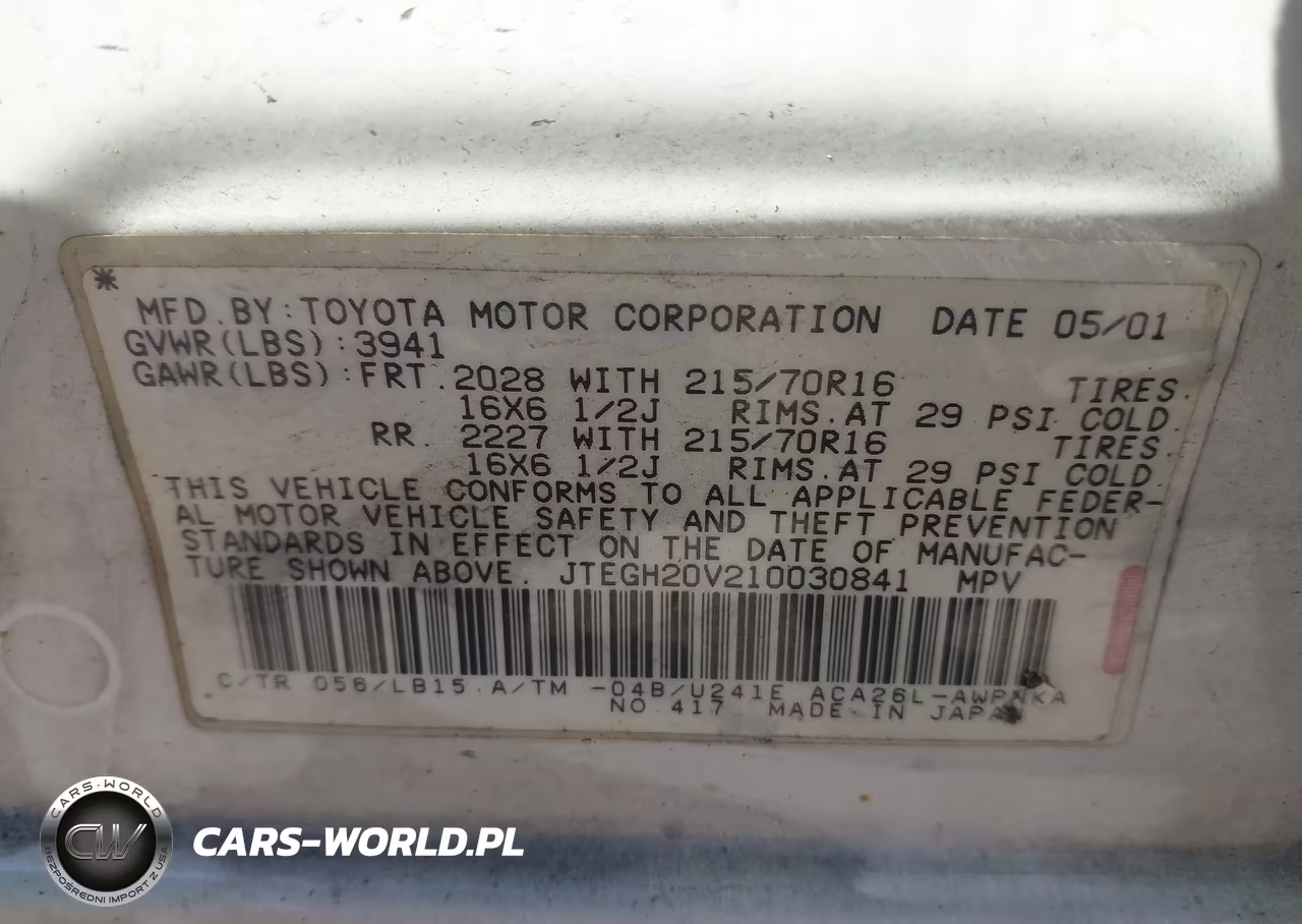 2001 Toyota Rav4 VIN:JTEGH20V210030841 - 9
