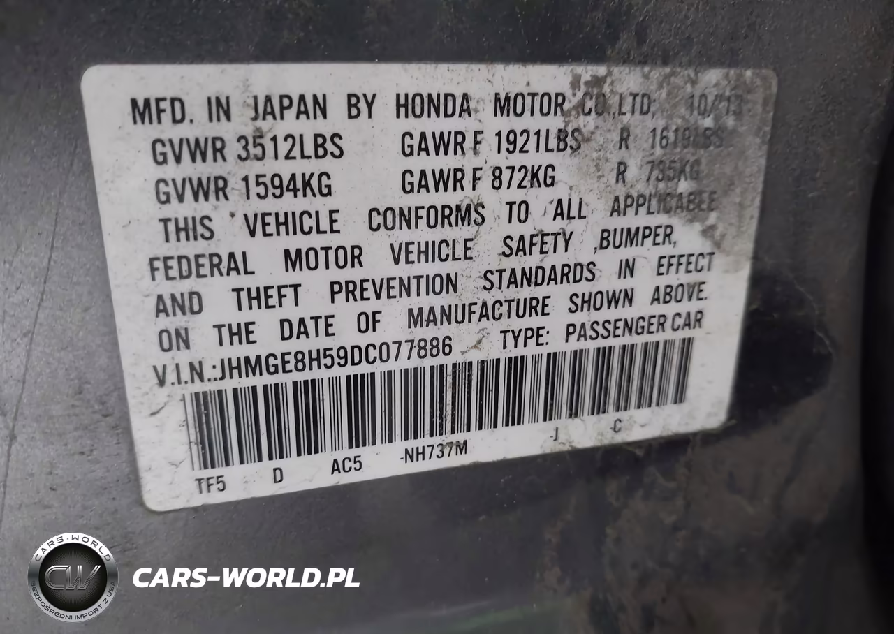 2013 Honda Fit Sport VIN:JHMGE8H59DC077886 - 9