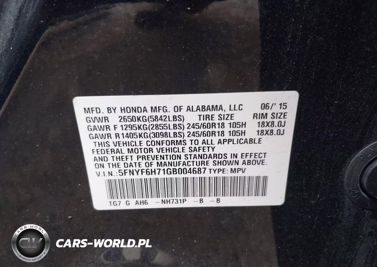 2016 Honda Pilot Ex-L VIN:5FNYF6H71GB004687 - 9